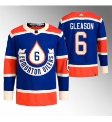 Men's Edmonton Oilers #6 Ben Gleason 2023 Royal Heritage Classic Primegreen Stitched Jersey