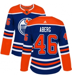 Women's Adidas Edmonton Oilers #46 Pontus Aberg Authentic Royal Blue Alternate NHL Jersey