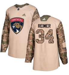 Youth Adidas Florida Panthers #34 James Reimer Authentic Camo Veterans Day Practice NHL Jersey