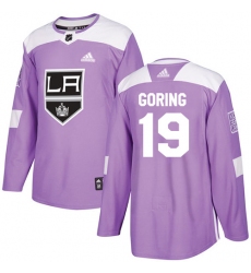 Men's Adidas Los Angeles Kings #19 Butch Goring Authentic Purple Fights Cancer Practice NHL Jersey
