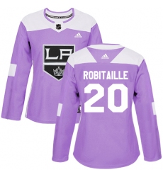 Women's Adidas Los Angeles Kings #20 Luc Robitaille Authentic Purple Fights Cancer Practice NHL Jersey