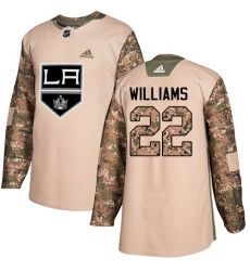 Youth Adidas Los Angeles Kings #22 Tiger Williams Authentic Camo Veterans Day Practice NHL Jersey