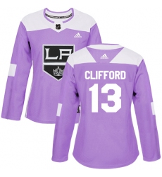 Women's Adidas Los Angeles Kings #13 Kyle Clifford Authentic Purple Fights Cancer Practice NHL Jersey