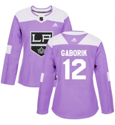Women's Adidas Los Angeles Kings #12 Marian Gaborik Authentic Purple Fights Cancer Practice NHL Jersey