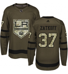 Men's Adidas Los Angeles Kings #37 Jeff Zatkoff Authentic Green Salute to Service NHL Jersey