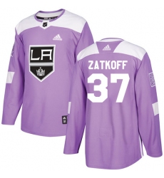 Youth Adidas Los Angeles Kings #37 Jeff Zatkoff Authentic Purple Fights Cancer Practice NHL Jersey