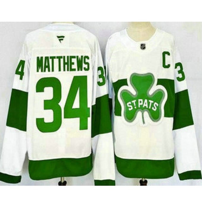 Men's Toronto Maple Leafs #34 Auston Matthews White St Pats Authentic Jersey