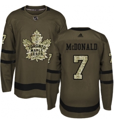 Men's Adidas Toronto Maple Leafs #7 Lanny McDonald Authentic Green Salute to Service NHL Jersey