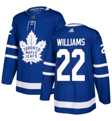 Men's Adidas Toronto Maple Leafs #22 Tiger Williams Authentic Royal Blue Home NHL Jersey