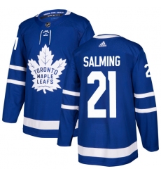 Men's Adidas Toronto Maple Leafs #21 Borje Salming Authentic Royal Blue Home NHL Jersey