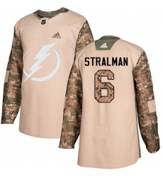 Men's Adidas Tampa Bay Lightning #6 Anton Stralman Authentic Camo Veterans Day Practice NHL Jersey