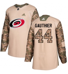 Youth Adidas Carolina Hurricanes #44 Julien Gauthier Authentic Camo Veterans Day Practice NHL Jersey