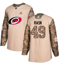 Youth Adidas Carolina Hurricanes #49 Victor Rask Authentic Camo Veterans Day Practice NHL Jersey