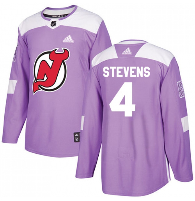 Men's Adidas New Jersey Devils #4 Scott Stevens Authentic Purple Fights Cancer Practice NHL Jersey