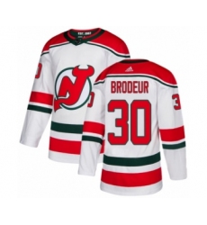 Men's Adidas New Jersey Devils #30 Martin Brodeur Authentic White Alternate NHL Jersey