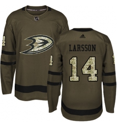 Youth Adidas Anaheim Ducks #14 Jacob Larsson Authentic Green Salute to Service NHL Jersey