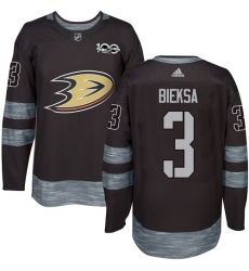 Men's Adidas Anaheim Ducks #3 Kevin Bieksa Authentic Black 1917-2017 100th Anniversary NHL Jersey
