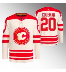 Men's Calgary Flames #20 Blake Coleman 2023 Cream Heritage Classic Primegreen Stitched Jersey