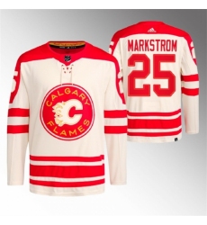 Men's Calgary Flames #25 Jacob Markstrom 2023 Cream Heritage Classic Primegreen Stitched Jersey