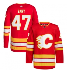 Men's Calgary Flames #47 Connor Zary Red Stitched Jersey