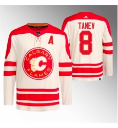 Men's Calgary Flames #8 Chris Tanev 2023 Cream Heritage Classic Primegreen Stitched Jersey