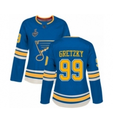 Women's St. Louis Blues #99 Wayne Gretzky Authentic Navy Blue Alternate 2019 Stanley Cup Final Bound Hockey Jersey
