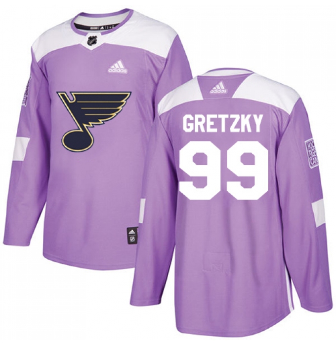 Youth Adidas St. Louis Blues #99 Wayne Gretzky Authentic Purple Fights Cancer Practice NHL Jersey