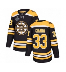 Men's Boston Bruins #33 Zdeno Chara Authentic Black Home 2019 Stanley Cup Final Bound Hockey Jersey