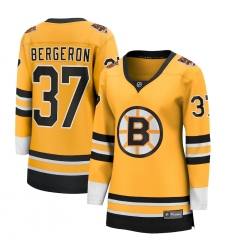 Women's Boston Bruins #37 Patrice Bergeron Fanatics Branded Gold 2020-21 Special Edition Breakaway Player Jersey