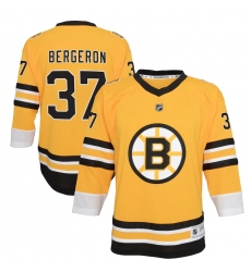 Youth Boston Bruins #37 Patrice Bergeron Yellow 2020-21 Special Edition Replica Player Jersey