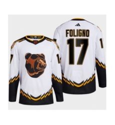 Men's Boston Bruins #17 Nick Foligno White 2022-23 Reverse Retro Stitched Jersey