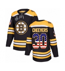 Youth Boston Bruins #30 Gerry Cheevers Authentic Black USA Flag Fashion 2019 Stanley Cup Final Bound Hockey Jersey
