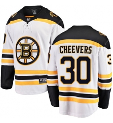 Youth Boston Bruins #30 Gerry Cheevers Authentic White Away Fanatics Branded Breakaway NHL Jersey