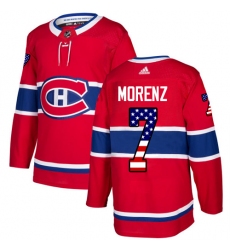 Men's Adidas Montreal Canadiens #7 Howie Morenz Authentic Red USA Flag Fashion NHL Jersey