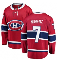 Youth Montreal Canadiens #7 Howie Morenz Authentic Red Home Fanatics Branded Breakaway NHL Jersey