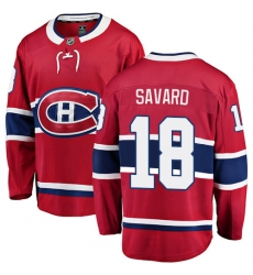 Men's Montreal Canadiens #18 Serge Savard Authentic Red Home Fanatics Branded Breakaway NHL Jersey