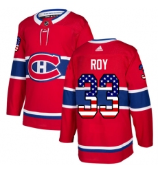 Men's Adidas Montreal Canadiens #33 Patrick Roy Authentic Red USA Flag Fashion NHL Jersey