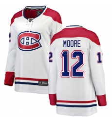 Women's Montreal Canadiens #12 Dickie Moore Authentic White Away Fanatics Branded Breakaway NHL Jersey