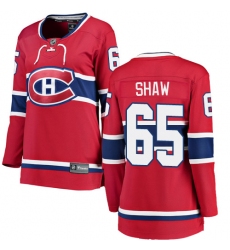 Women's Montreal Canadiens #65 Andrew Shaw Authentic Red Home Fanatics Branded Breakaway NHL Jersey