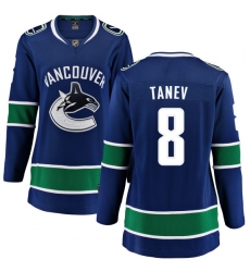 Women's Vancouver Canucks #8 Christopher Tanev Fanatics Branded Blue Home Breakaway NHL Jersey