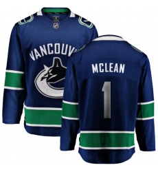 Men's Vancouver Canucks #1 Kirk Mclean Fanatics Branded Blue Home Breakaway NHL Jersey