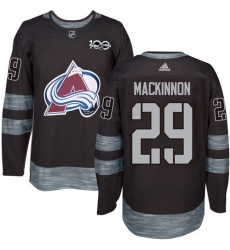 Men's Adidas Colorado Avalanche #29 Nathan MacKinnon Premier Black 1917-2017 100th Anniversary NHL Jersey