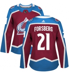 Women's Adidas Colorado Avalanche #21 Peter Forsberg Premier Burgundy Red Home NHL Jersey