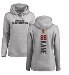 NHL Women's Adidas Chicago Blackhawks #88 Patrick Kane Ash Backer Pullover Hoodie