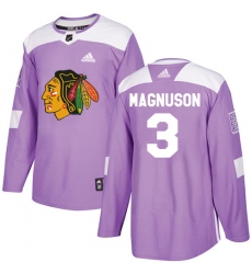 Men's Adidas Chicago Blackhawks #3 Keith Magnuson Authentic Purple Fights Cancer Practice NHL Jersey