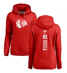 NHL Women's Adidas Chicago Blackhawks #81 Marian Hossa Red One Color Backer Pullover Hoodie