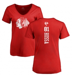 NHL Women's Adidas Chicago Blackhawks #81 Marian Hossa Red One Color Backer T-Shirt
