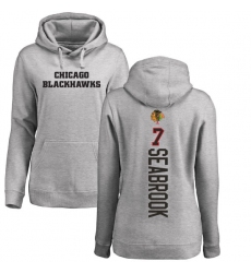NHL Women's Adidas Chicago Blackhawks #7 Brent Seabrook Ash Backer Pullover Hoodie