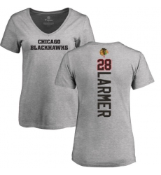 NHL Women's Adidas Chicago Blackhawks #28 Steve Larmer Ash Backer T-Shirt