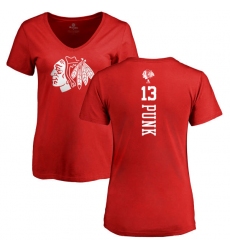 NHL Women's Adidas Chicago Blackhawks #13 CM Punk Red One Color Backer T-Shirt